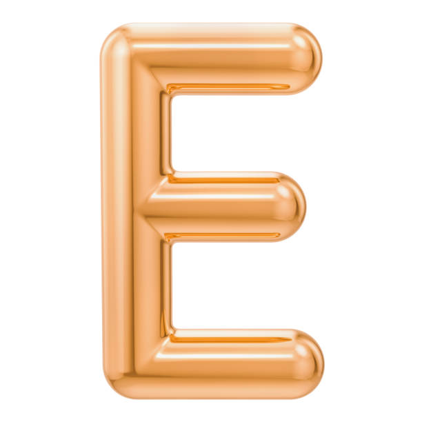 istock Golden letter E, 3D rendering isolated on white background 1035153258