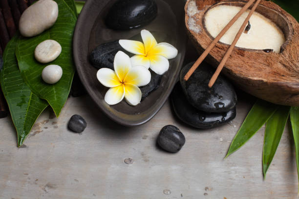istock spa tropical objects for healthy therapy on wooden background. 1035154258