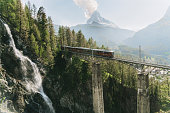 Train on the background of Matterhorn mountain