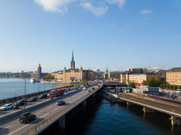 Central Stockholm seen from above,   drone picture