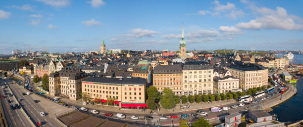 istock Munkbroleden, Central Stockholm seen from above,  panorama 1035161596