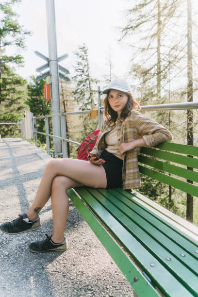 istock Woman waiting  for Gornergrat train on the train station 1035166650