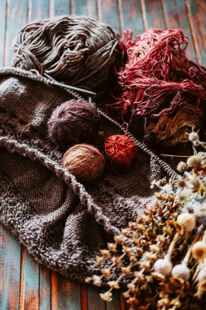 istock Favorite winter pass time. Knitting a warm stranded sweater. 1035169306