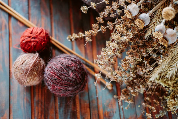 istock Favorite winter pass time. Knitting a sample of warm stranded sweater. 1035169368