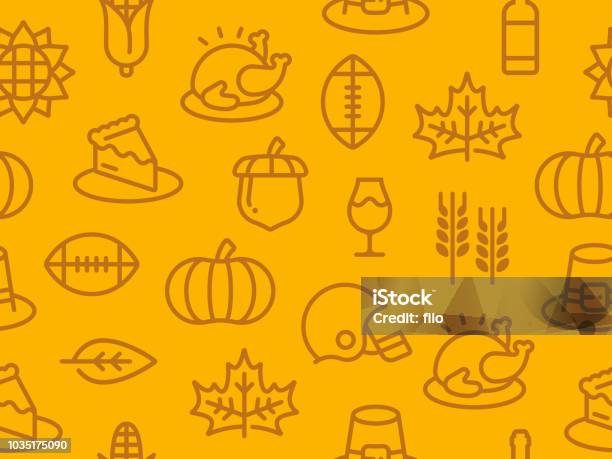 Seamless Thanksgiving Autumn Background Stock Illustration - Download Image Now - Thanksgiving - Holiday, Autumn, American Football - Ball