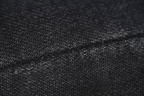istock Close-Up Of Black Denim Jeans Textured Pattern Along The Seam 1035184874