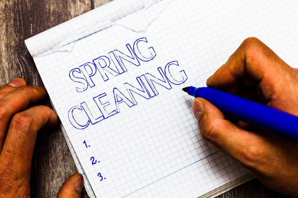 istock Handwriting text writing Spring Cleaning. Concept meaning practice of thoroughly cleaning house in the springtime 1035188534