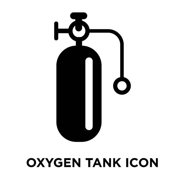 illustrations, cliparts, dessins animés et icônes de vecteur d’oxygène réservoir icône isolé sur fond blanc, notion de logo de réservoir d’oxygène signer sur fond transparent, noir symbole rempli - bouteille doxygène