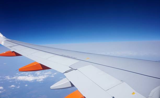 istock View of a Airplane wing from plane from air. 1035195116