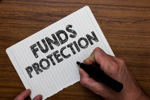 istock Writing note showing  Funds Protection. Business photo showcasing promises return portion initial investment to investor.  Man holding marker notebook paper expressing ideas wooden background. 1035198050