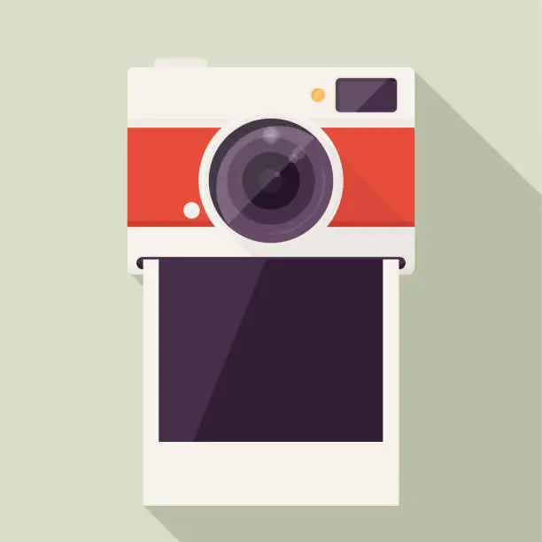 Vector illustration of Photo Camera with Empty polaroid photo frame