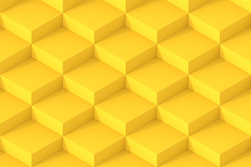 Yellow Square Abstract Background. Cube Background. 3D Render Background