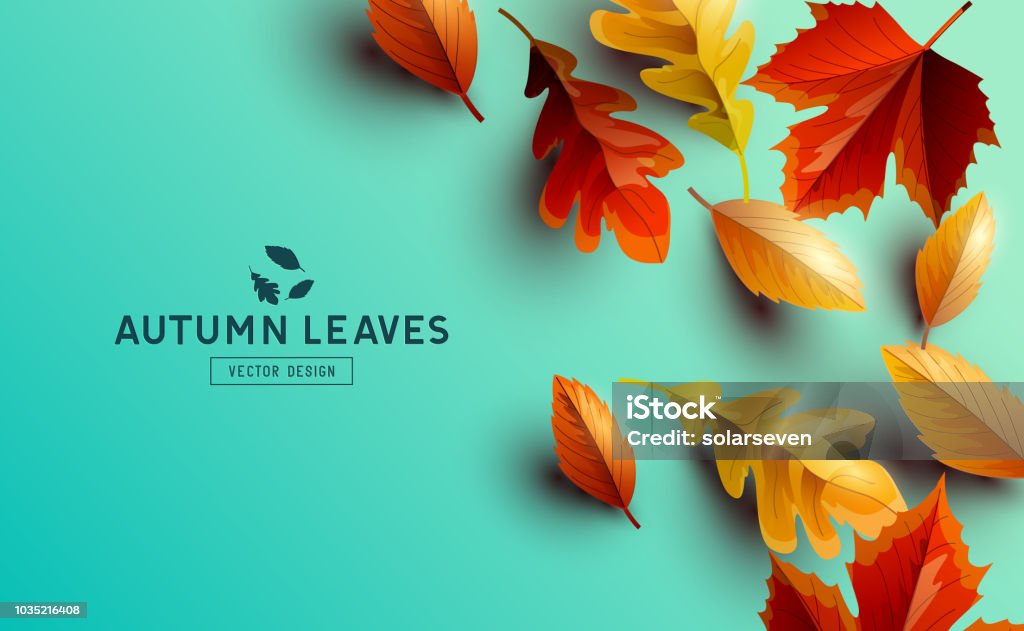 Vector Background With Autumn Golden Leaves Autumn seasonal background design with falling autumn leaves and room for text. Vector illustration Autumn stock vector