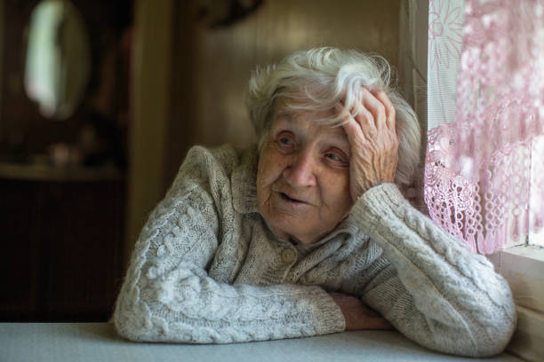 istock Gray haired elderly grandma portrait. 1035222420
