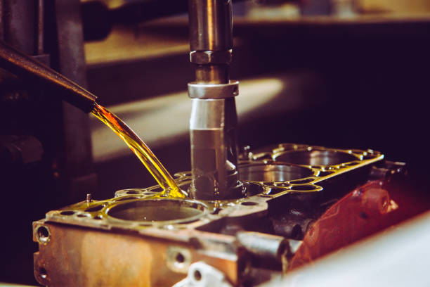 istock Repairing engine in auto repair shop - Engine head 1035249778