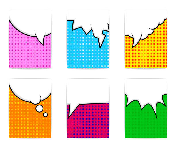 Pop art poster collection Six bright colorful poster templates. Comic book style. superhero backgrounds stock illustrations