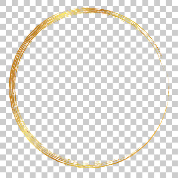 vector golden circle crayon frame, at transparent effect background vector art illustration