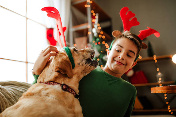 istock Kid waiting for Santa with dog 1035259774