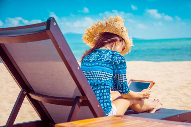 istock Woman in beach chair 1035264980