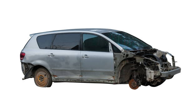 istock Abandoned Car Against White Background 1035272638