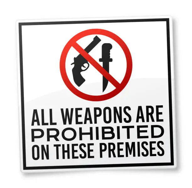 Vector illustration of All Weapons Are Prohibited Warning Sign