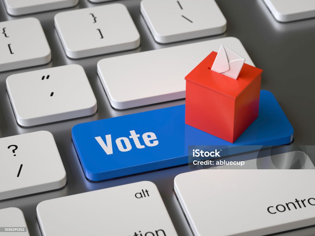 vote vote key on the keyboard, 3d rendering,conceptual image Voting Stock Photo