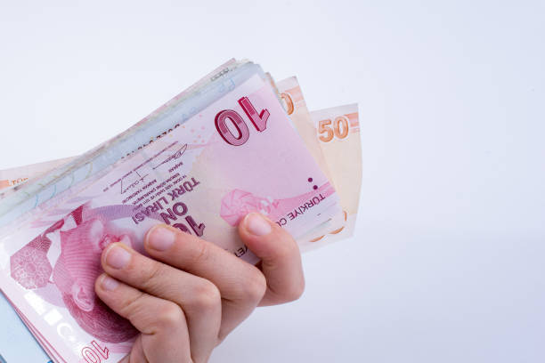 istock Hand holding Turksh Lira banknotes  in hand 1035299522