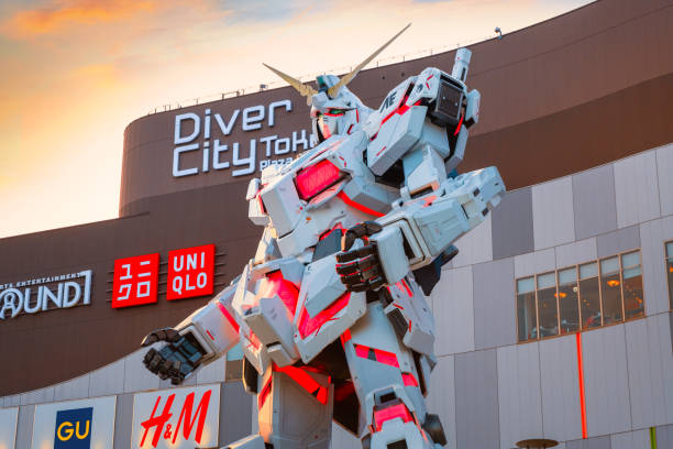Full-size Mobile suit  RX-0 Unicorn Gundam in Odaiba, Japan stock photo