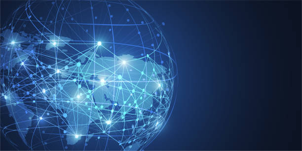 istock Global network connection. World map point and line composition concept of global business. Vector Illustration 1035308134