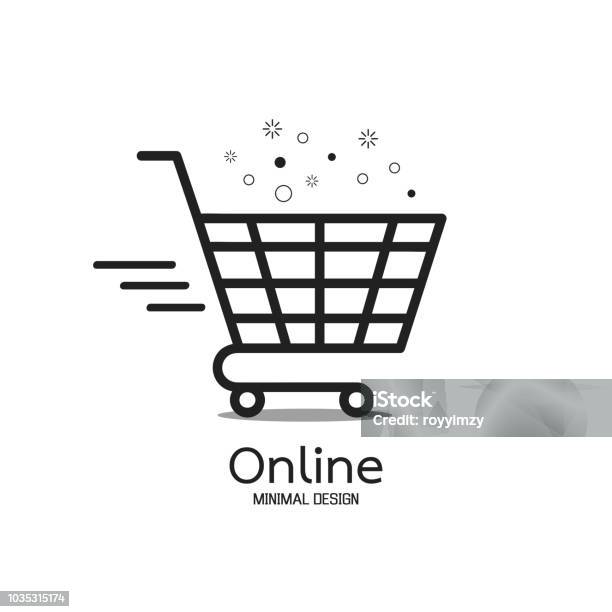 Vetores de Compras Online Logotipo Mínima Conceito De Entrega Ilustração Vetorial e mais imagens de Carrinho de compras