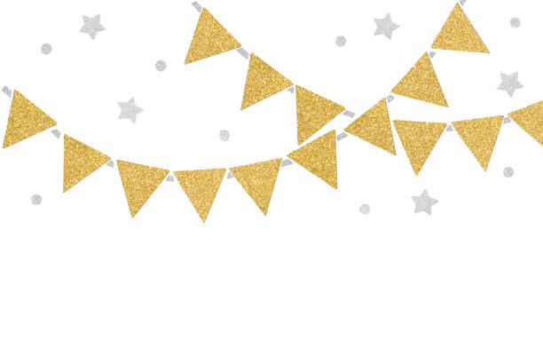 istock Gold and silver glitter bunting paper cut 1035323238