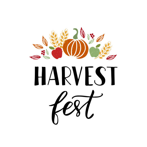 ilustrações, clipart, desenhos animados e ícones de letras de colheita fest - harvesting