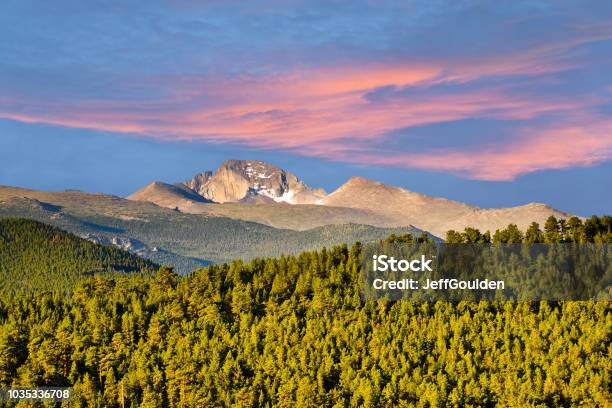 Longs Peak At Sunrise Stock Photo - Download Image Now - Rocky Mountain National Park, Colorado, Trail Ridge Road - Colorado
