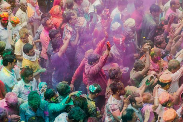 istock Holi Celebration at Banke Bihari Temple in Vrindavan, India 1035354140