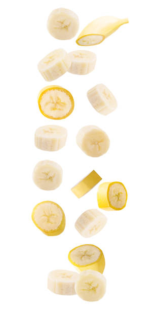 istock Falling banana isolated on white background with clipping path 1035356686