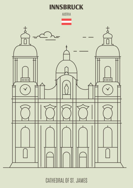 ilustrações de stock, clip art, desenhos animados e ícones de cathedral of st. jamesl in innsbruck, austria. landmark icon - silhouette tirol innsbruck austria