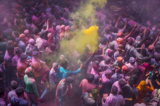 istock Holi Celebration at Banke Bihari Temple in Vrindavan, India 1035359998