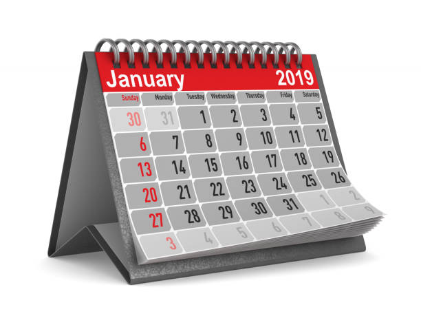 istock 2019 year. Calendar for January. Isolated 3D illustration 1035366010