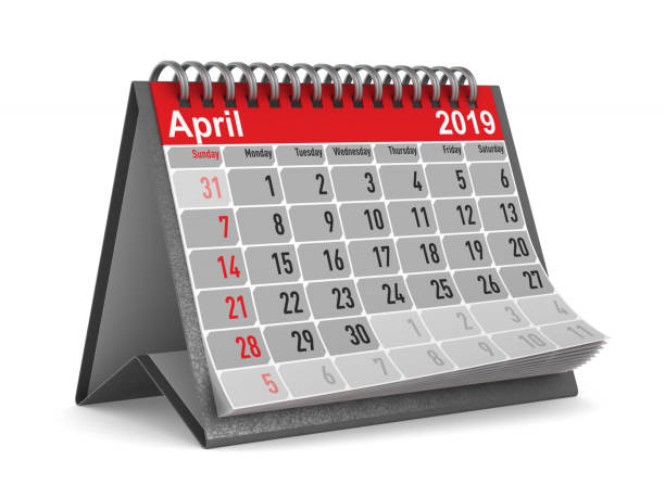 istock 2019 year. Calendar for April. Isolated 3D illustration 1035366014
