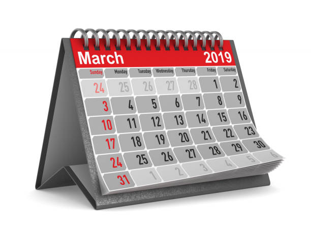 istock 2019 year. Calendar for March. Isolated 3D illustration 1035366024