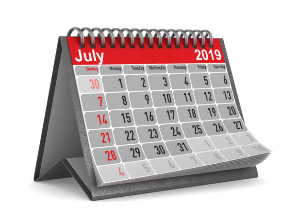 istock 2019 year. Calendar for July. Isolated 3D illustration 1035366042
