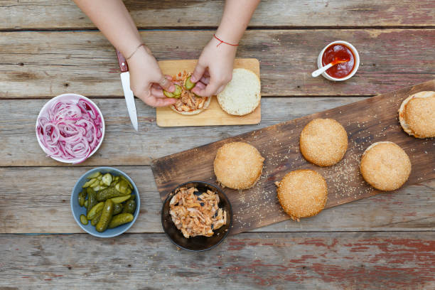 cooking burgers. the process of making home-burger