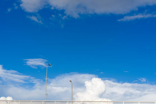 Street lamp, the blue sky and cloud.