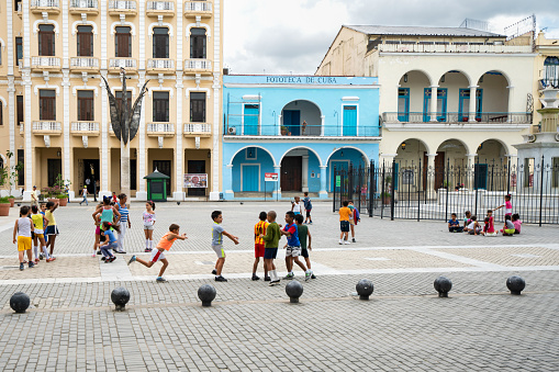 Children after school came out to play in center of old Havana