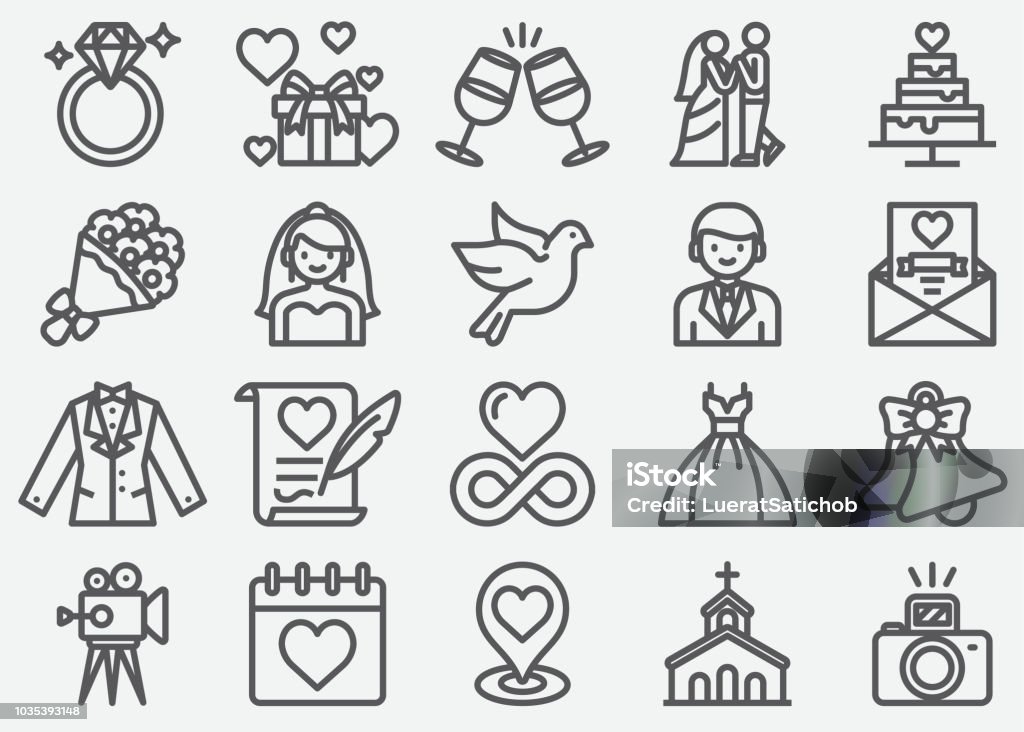 Wedding Line Icons Icon Symbol stock vector