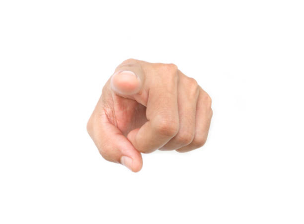 istock hand of man symbol pointing on white background. 1035393848