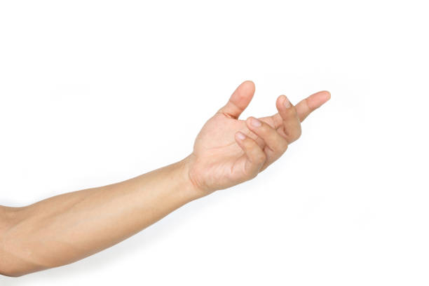 istock hand of man symbol take or pointing on white background. 1035393900
