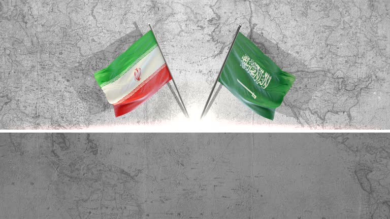 saudi arabian and iranian  Flags