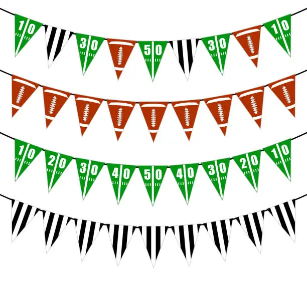 Vector illustration of American football field bunting flags party decorationarth