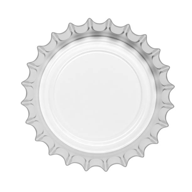 istock Glass beer bottle cap isolated on white background, top view. 3d illustration 1035403384